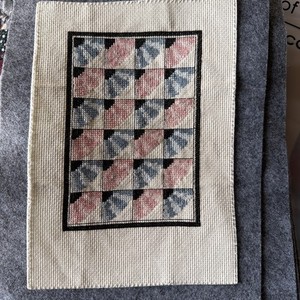 Finished cross stitch completed. Mini-Quilt Fan Pattern
