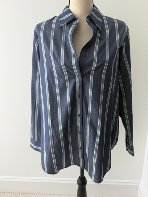 BNWT Apiece Apart Sodi Wrap Button Top Indigo Stripe