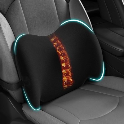 BYMECOST Lumbar Support Pillow Car Memory Foam Back Cushion Black