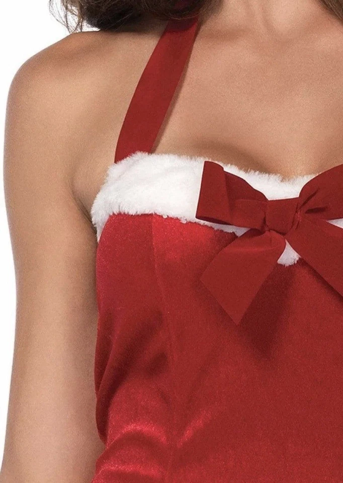 LEG AVENUE 2 piezas Sexy Pequeño Ayudante Rojo Terciopelo Halter Vestido Disfraz MD/LG Foto 2 de 4