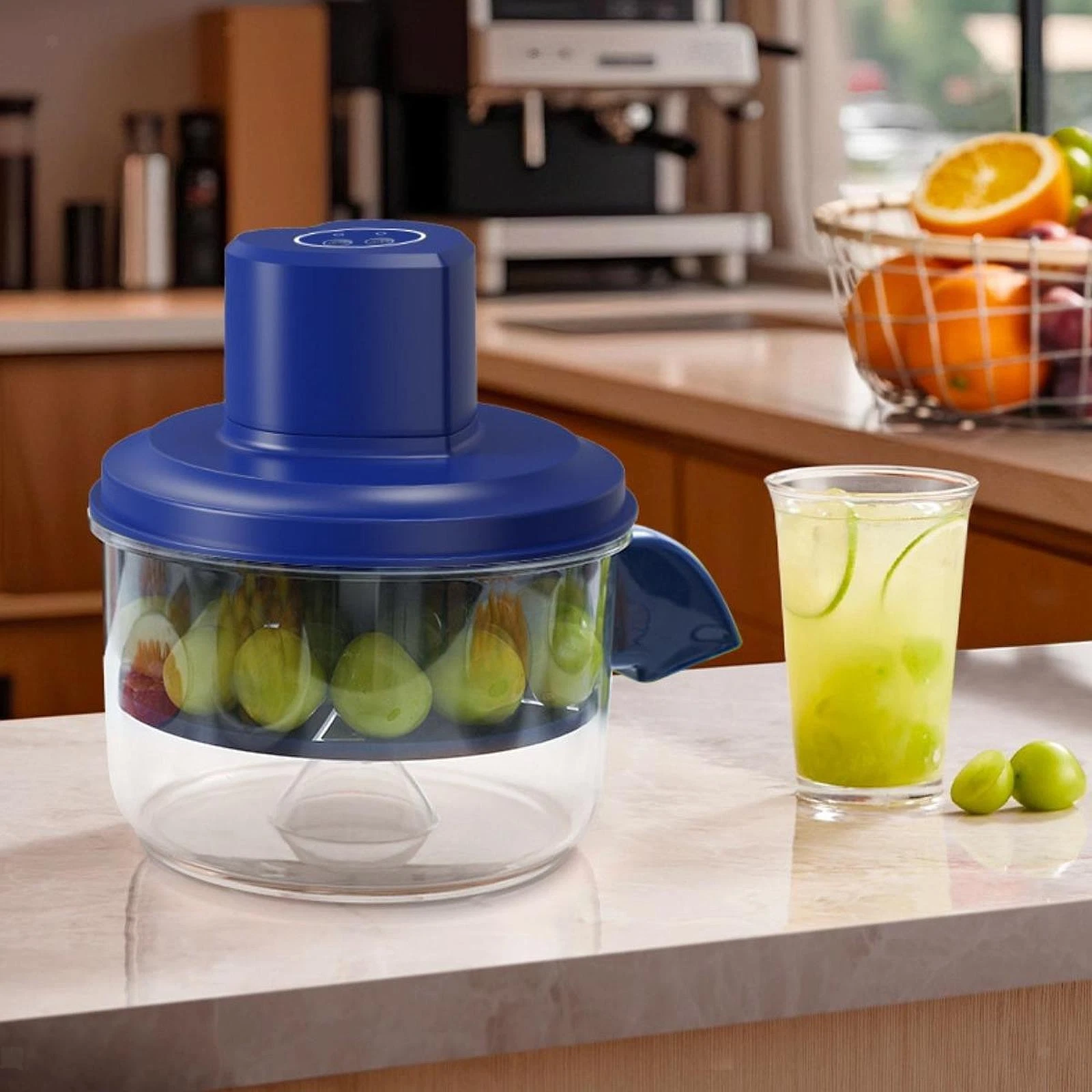 Automatic Grape Peeling Machine , Blue for Home & Commercial Use 7.8x9.3inch