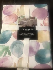 New Tahari Oblong Tablecloth 60x84 Easter Eggs Colorful