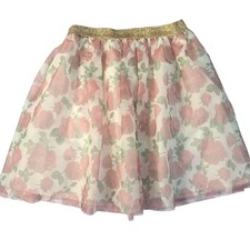 Disney Tulle Floral Skirt Girls XL 14/16 Pink Rose Gold Glitter Princesscore