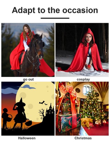 Hooded Cloak Wedding Cape for Women Bridal Winter Robe Wool Blend Halloween C... - Picture 7 of 7