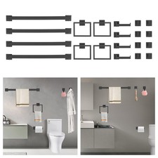 20 Pcs Bathroom Wall Mounted Hardware Accessories Set Towel Bar Set Black