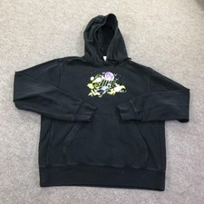 Nike Hoodie Sweatshirt Mens Medium Black Floral Moon Graphic Pullover Fleece