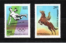 India 1980 Olympics Horses sports Games Stamps Athletics 2v MNH