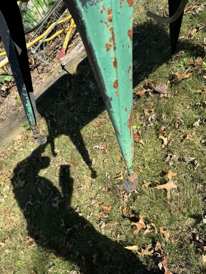 Vintage Double Basin Wash Tub WHEELING stand metal galvanized old rustic planter - Image 3 of 4