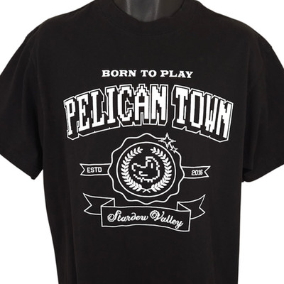 Pelican Town T Shirt Mens Size Large Black Stardew Valley RPG Video Game