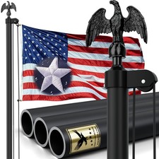 25FT Heavy Duty Flag Pole, 11 Gauge  2-1/2'' Bottom Tube Aluminum  Complete...