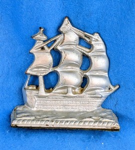 Vintage Cast Iron USS Constitution aka Old Ironsides Sailing Ship Doorstop