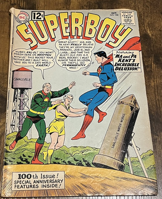 Vintage DC Comic: Superboy #100 (1962) Origin of Superboy