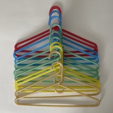 Lot Of Vintage Plastic Tubular Hangers In Various Colors. Set Of 11.