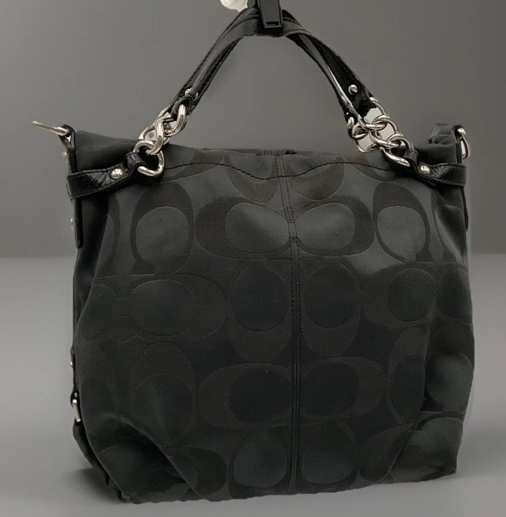 COACH Brooke Signature Sateen Satchel Shoulder Bag Black C1176