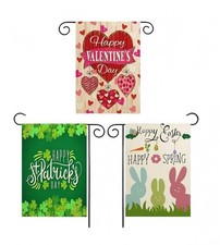 Valentine's Day Garden Flag, St. Patrick's Day  Easter Outdoor Flags 3 Pack ...