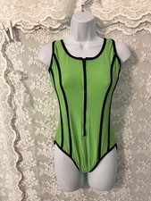 Vintage 90's Lime Green Newport News Swimsuit One Piece Size 8 tall zipper