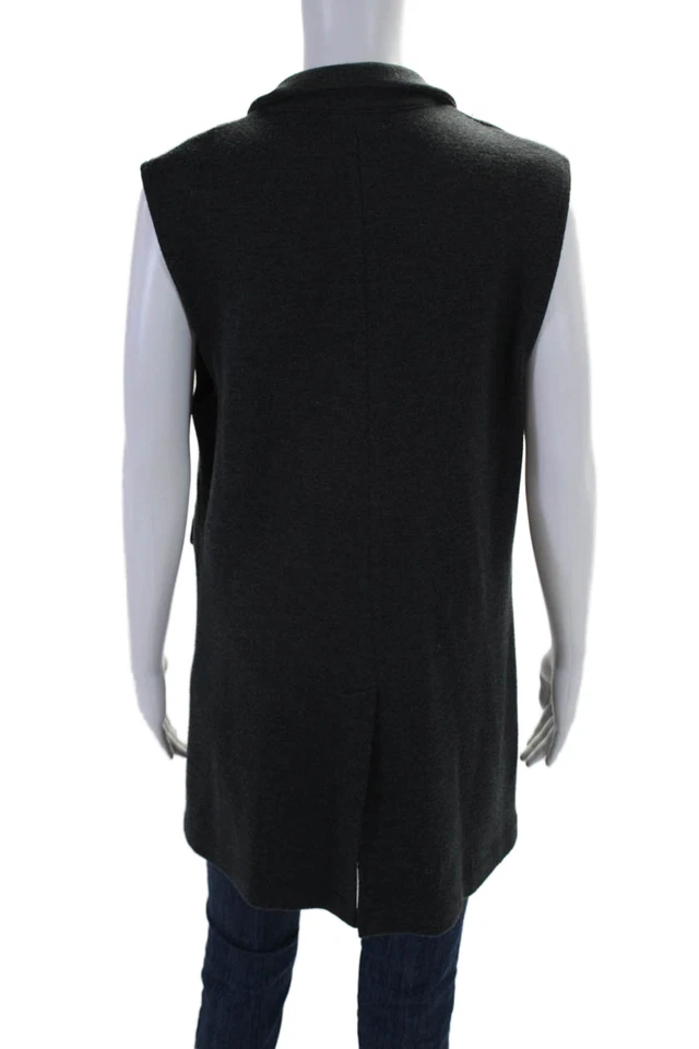 Abrigo suéter sin mangas con cierre de botones gris lana talla mediana 525 America para mujer Foto 3 de 4