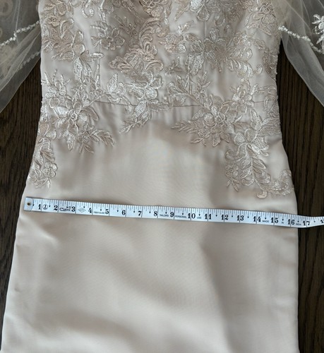 Wedding Dress Lan Ting Bride TS Couture Ivory Illusion A-Line Sleeve Small NEW! - Afbeelding 8 van 16