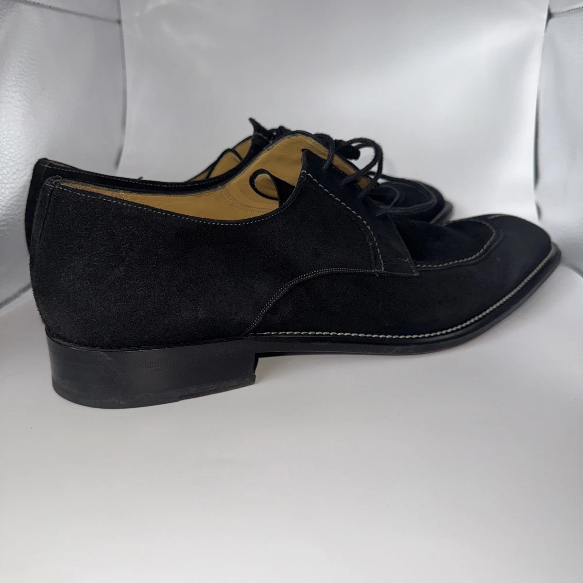 Mezlan Dress Shoes Mens 9.5 Black Suede Leather Split-toe Bluchers Derby Oxfords Anders Split Toe Derbies - Pebbled - Men main image 2