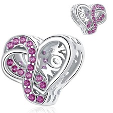 Sterling Silver Mom Birthstone Charm for Bracelets and Necklaces  Heart Infinity