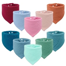 Baby Bibs for Girls Boys 10 Pack Muslin Cotton Drool Teething Bibs Infant
