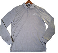 J. Lindeberg Long Sleeve Polo Shirt Men's Large Gray Performance Stretch