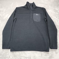 Under Armour Sweater Mens Large Black Specialist Henley 2.0 Fleece Snap Pullover