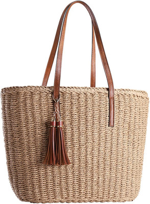 Straw Bags for Women | M Size Travel Straw Totes Bag Woven Summer Handmade Shoul