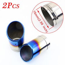 2X Marmitta Posteriore Auto 3" Pollici 76mm Calibro Coda Ingresso Scarico Punta Tubo Copertura Parte