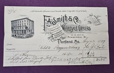 1889 F. A. Smith & Co Wholesale Grocers Illustrated Billhead Receipt Boston, MA 