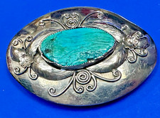 Navajo Made Turquoise Cabochon Stone Vintage Native Indian Art Belt Buckle