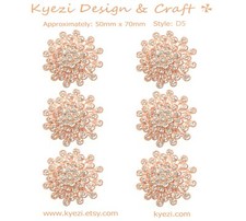 6pcs Rose Gold High Quality Crystal Rhinestone Embellishment Brooch Pin STY D5