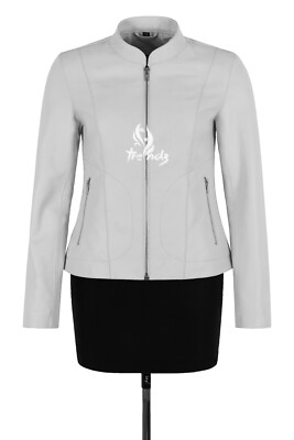 Damen Biker Lederjacke Weiß Slim Fit Freizeit Mode Klassischer Stil Jacke