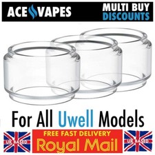 3x UWELL Bulb Bubble Fatboy Fat Boy Glass Pieces All U WELL Kits & Tanks TPD UK