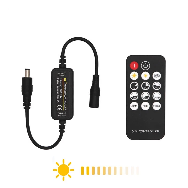 LED Strip Dimmer Remote Control Switch Controller For 12V 24V LED Lighting - Image 2 of 4