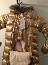 NWT Authentic Tartine Et Chocolat Snow Suit/ Bunting In Gold Size 9m/ 9 Months