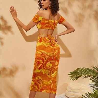orange swirl dress Vintage Dress - No Label - Orange Swirl Psychedelic - XS
