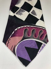 Pierre Cardin Men's Tie 100% Silk Abstract Design Purple Black White Made in USA