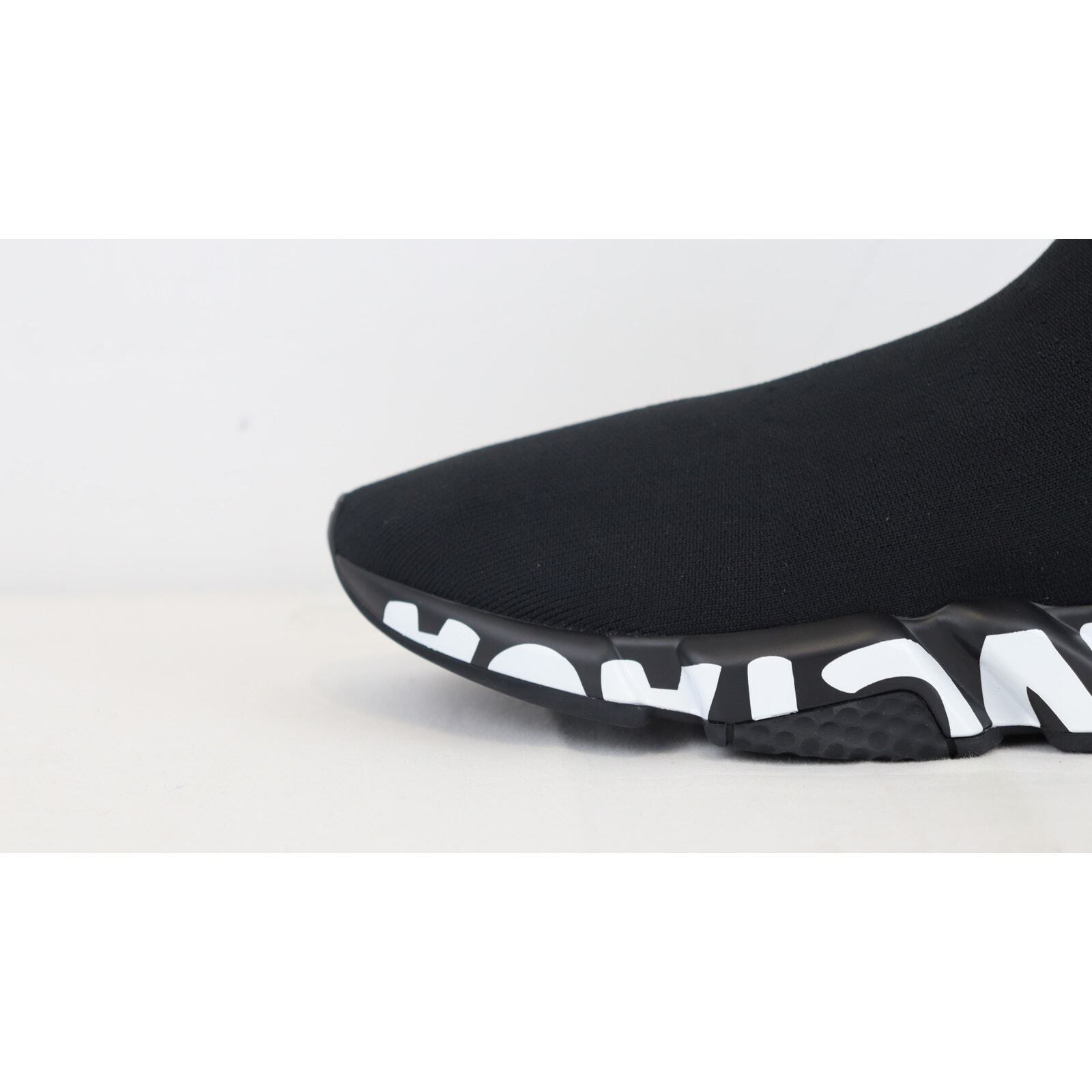 Balenciaga  Knit Graffiti Sole Speed LT Graffiti Sneakers in Black , BNIB 45 image 4