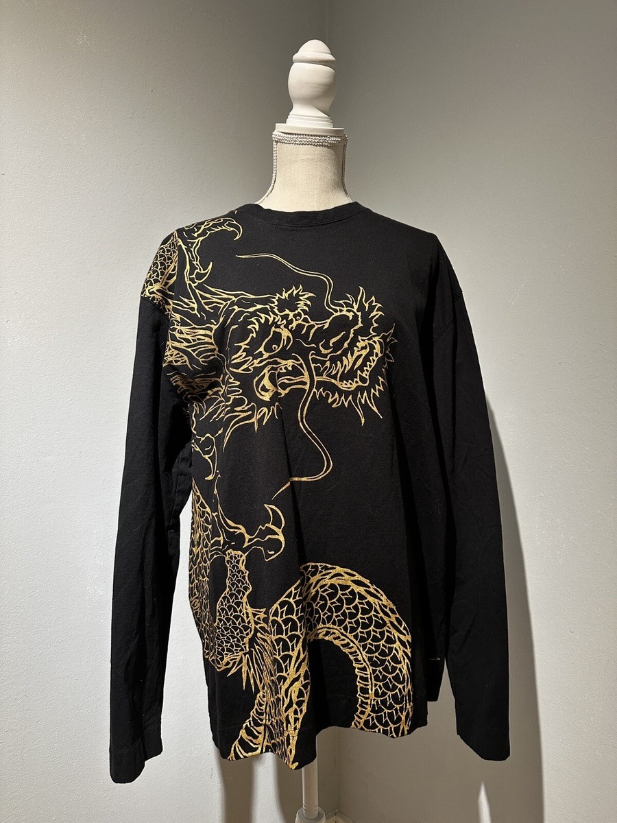 Karakuri Tamashii Long Sleeve T-Shirt dragon embroidered black XXL