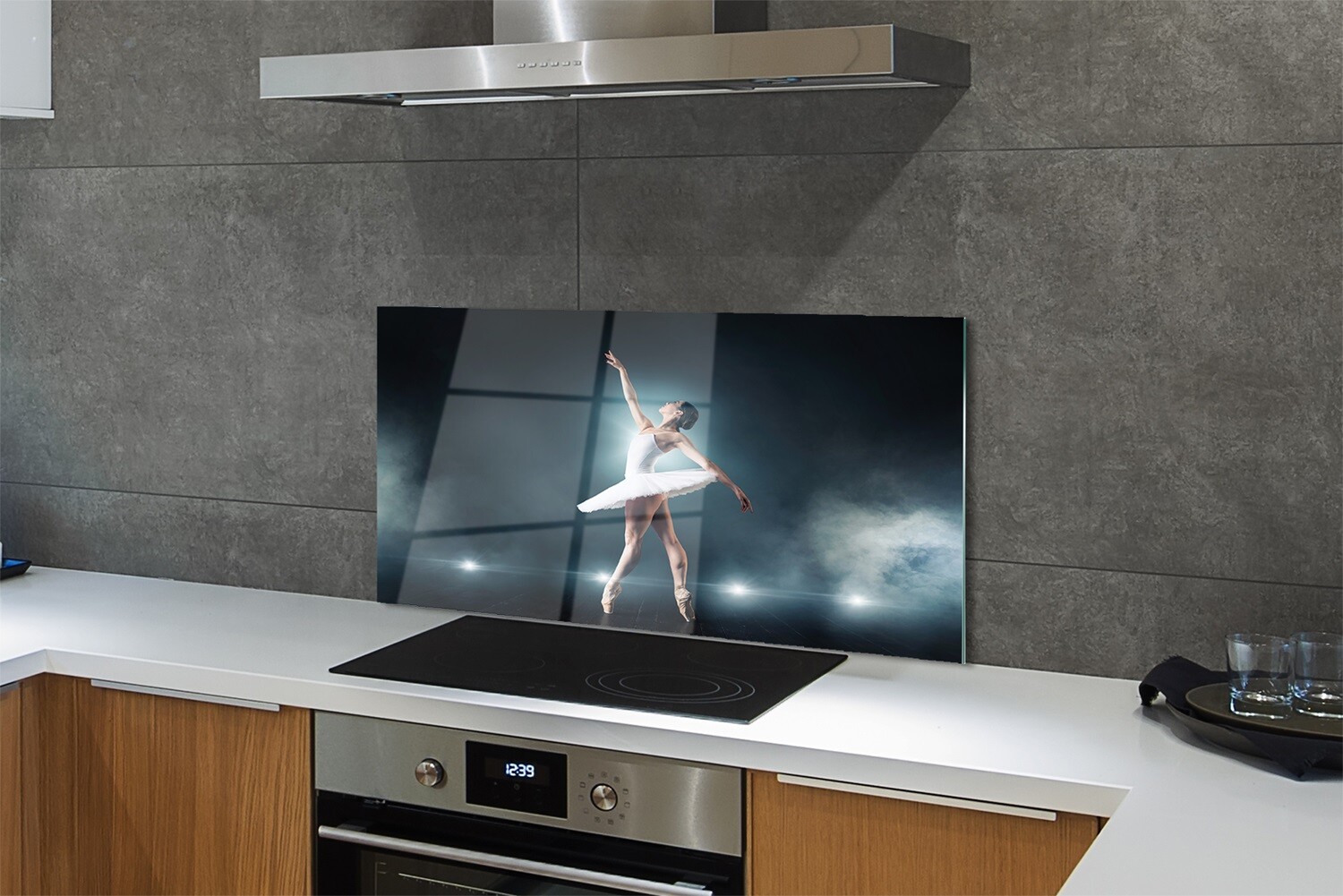 Tulup Panel de vidrio 125x50 cm protector Vestido blanco de ballet mujer