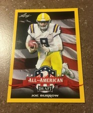 2020 Leaf Joe Burrow All-American Draft Yellow Parallel Rookie Card # 61