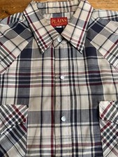 Vintage Plains Western Wear S/S Button Up Shirt Men's Pearl Snap Plaid SZ XL B73