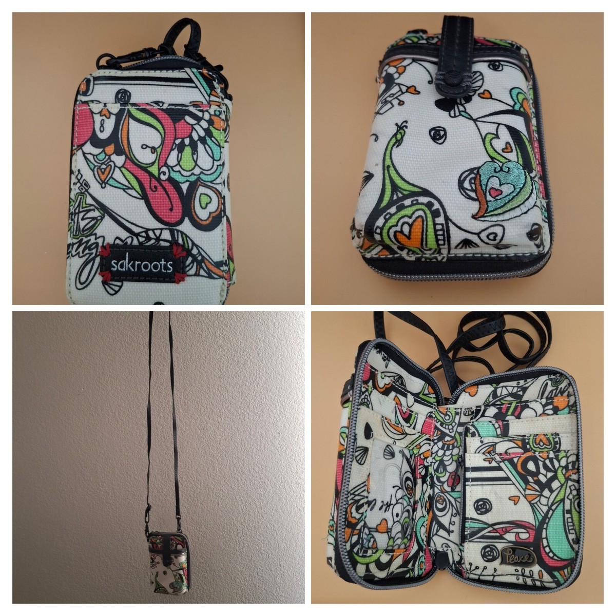 Sakroots Crossbody Wallet Peace Floral ID, Cash, CC