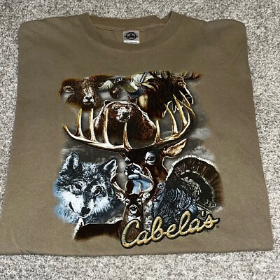 Cabelas Vintage Graphic Shirt Men XL Brown Lot Of 2 Classic