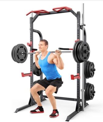 Power Cage Squat Rack Multi-Functional Power Rack with J-Hooks