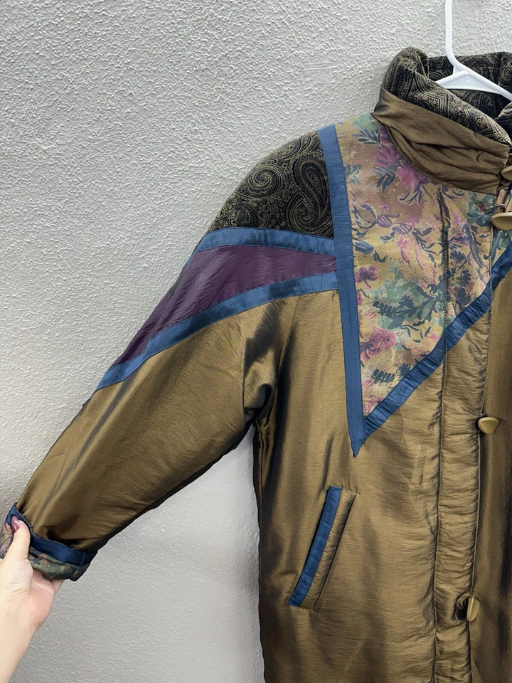 Cyclone Womens Parka Long Puffer Jacket Size 8 Down Insulated Iridescent Vintage - Image 2 of 4