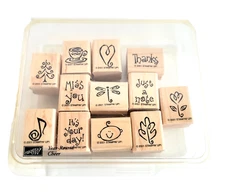 Stampin Up Year Round Cheer 12 Stamps, w Container,  Arts & Crafts, 2001, E