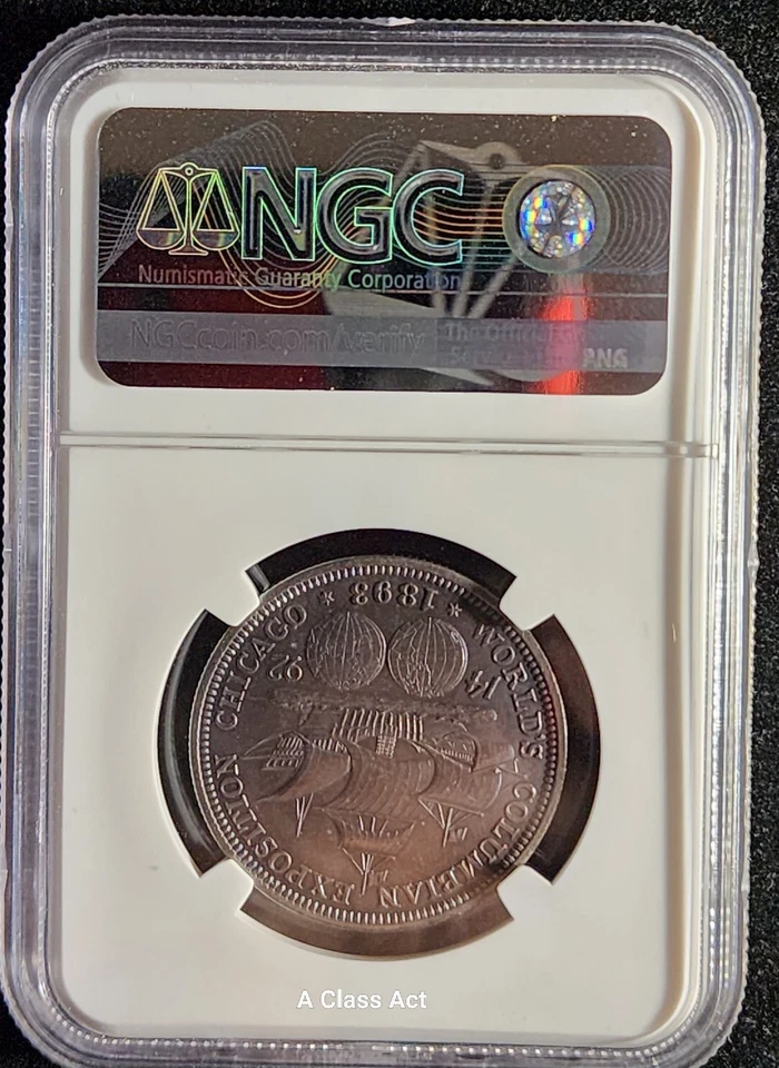 1893 50c Columbian Commem Half Dollar - Blue Toning - NGC UNC DETAILS  our T5568 - Image 2 of 4