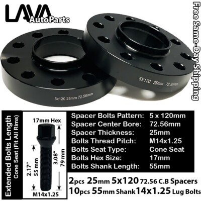 #ad #ad 2PC 25MM THICK 5X120 72.56MM C.B WHEEL SPACER10 14X1.25 BOLT FIT BMW MINI MODEL $72.26